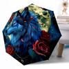 Mystical Wolf Full Moon Outdoor Automatic Umbrella Retractable Design with 8-Rib Durability Lightweight Perfect Gift for Friends Family