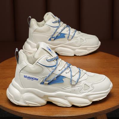 Men's Shoes Spring New Breathable High Top Trend with Thick Sole Sports Leisure Running Daddy Tide Shoes