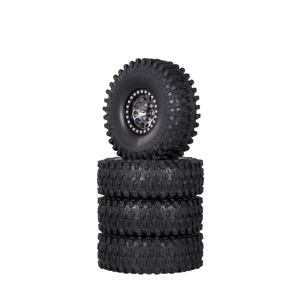 4PCS 1.9in Crawler RC Rubber Tires with Metal Rim for 1/10 RC Rock Crawler Traxxas Trx-4 Trx-6
