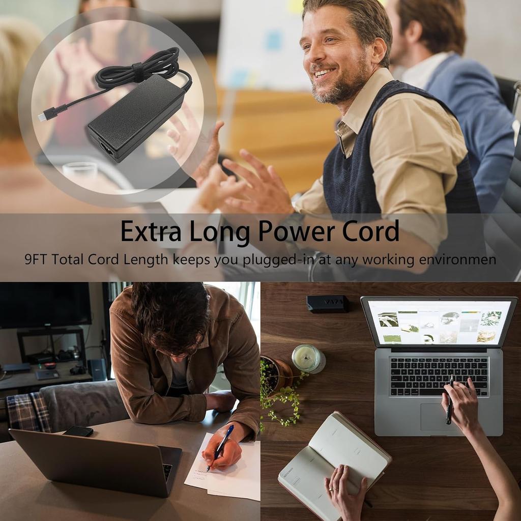 65W M54350-001 USB C Laptop Charger Fit for HP ProBook 430 440 450 640 EliteBook 830 735 755 840r 856 Spectre X360 13 15 Chromebook X360 11 14 15