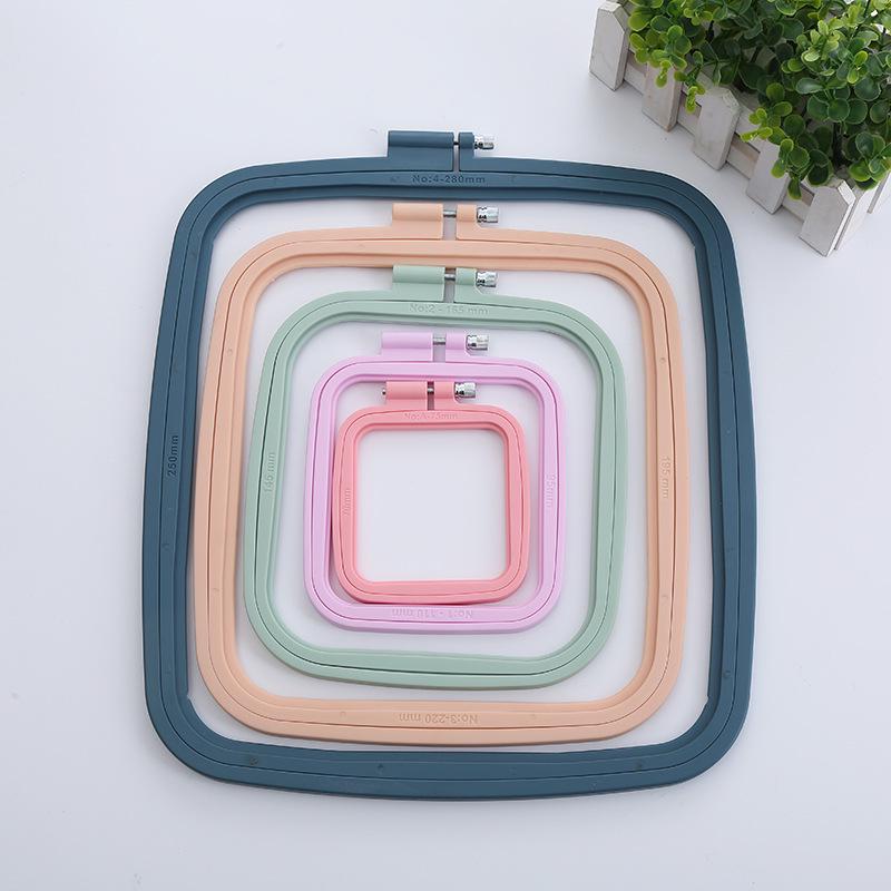 Set di Telaio per Ricamo Quadrato Off-White Colore Caramella ABS - Varie Misure
