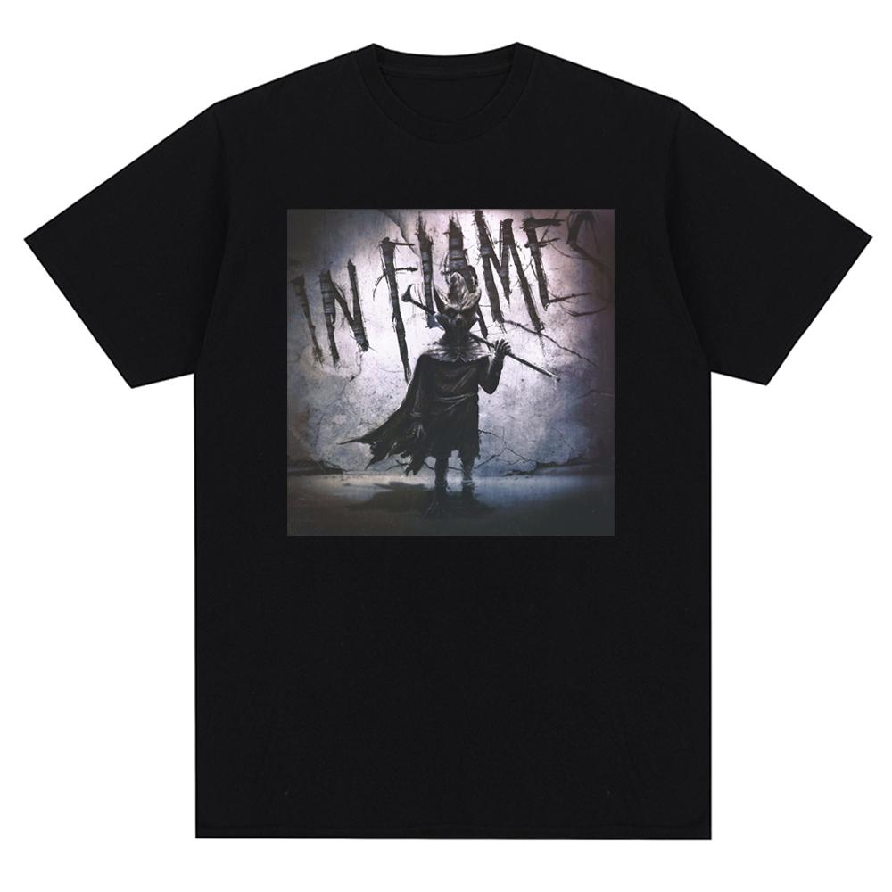 In Flames Metal Music Pattern Printed T-shirt Oversized Tops  New Harajuku Casual Short Sleeve T Shirt Unisex Clothing