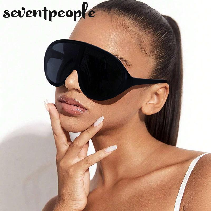 Oversized Shield Sunglasses Women Men  Luxury Brand Designer Fashion One-Piece Sun Glasses For Female Punk Big Frame Shades