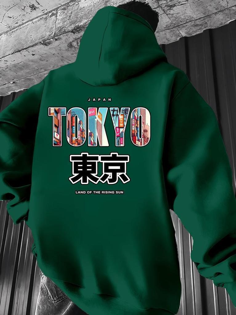 Men's "crane" Printed Sweater 13 Colors Casual Daily Drawstring Hooded Breathable and Comfortable