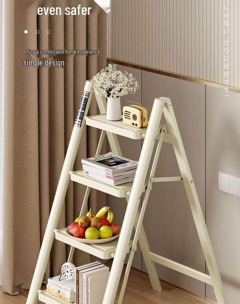 Folding Telescopic A-Frame Multi-Use Ladder - 3/4 Step Indoor Thickened Climbing Ladder