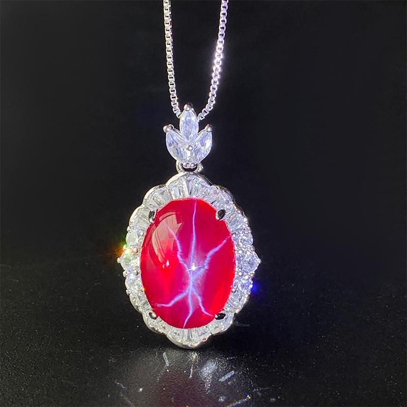 Jewelry Ice Seed Fluorescent Denier Shape Simulation Red Corundum Hexagram Star Light Set Main Stone 13 * 18