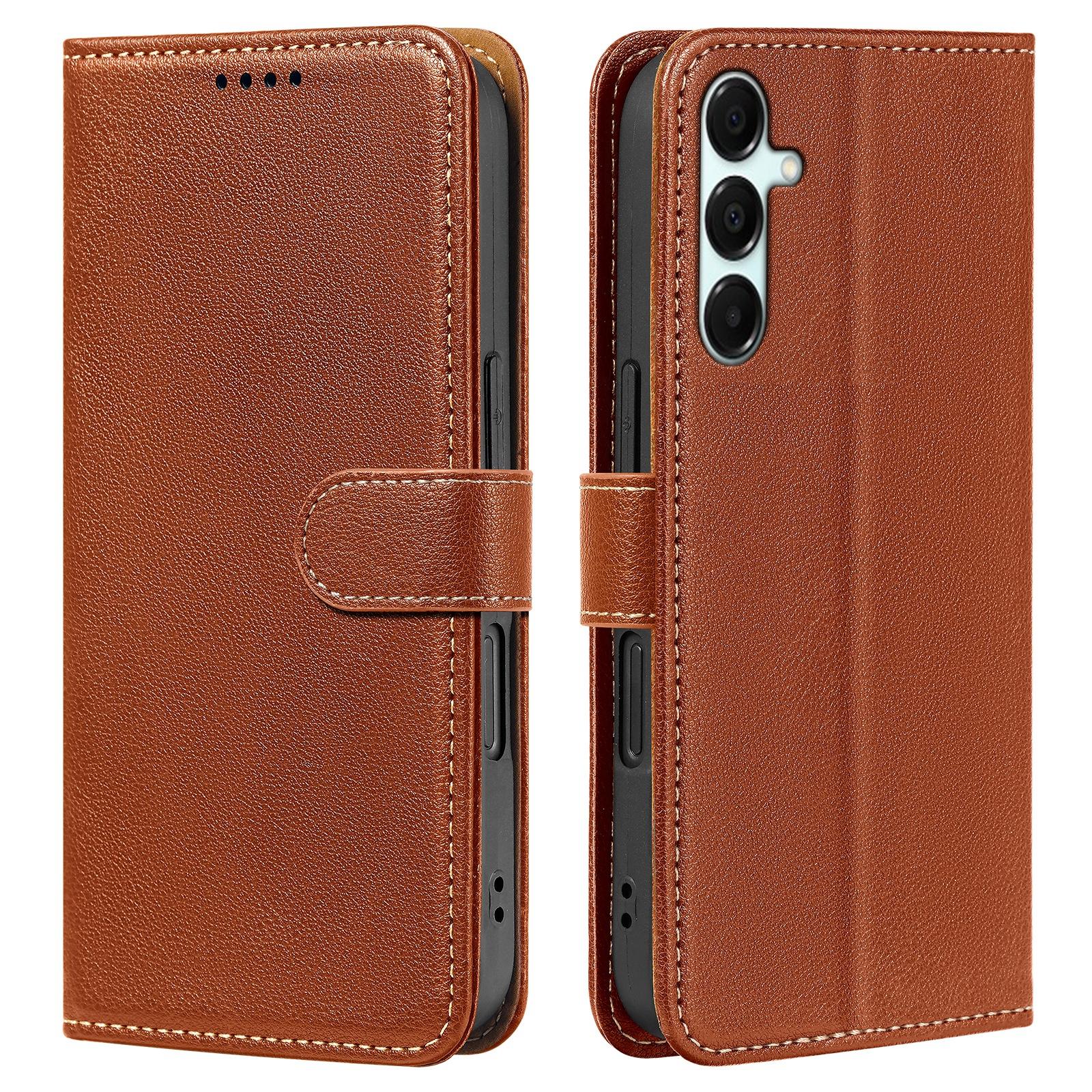 

For Samsung Galaxy A05s 4G Case RFID Blocking Wallet Litchi Texture Leather Phone Cover Magnetic Clasp Brown