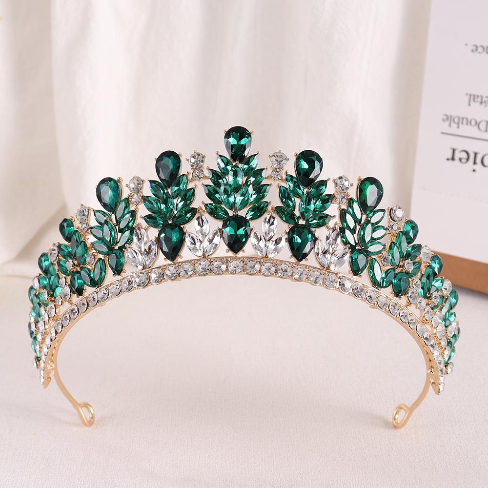 DIEZI Lusso Coreano 20 Colori Cristallo Opale Verde Corona Copricapo Sposa Nuova Elegante Tiara Regina Fasce per Capelli Vestito da Sposa Bambina