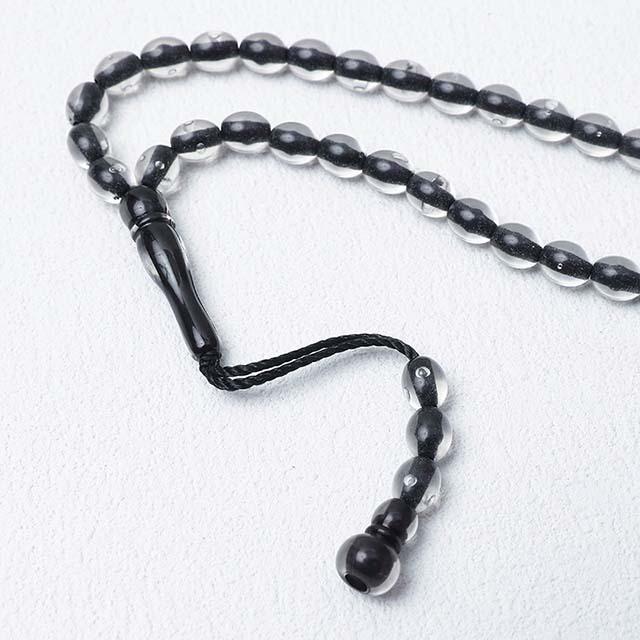 

8mm Solid Color Crystal Tassel Bracelet - 99 Bead Islamic Prayer Bracelet чорний