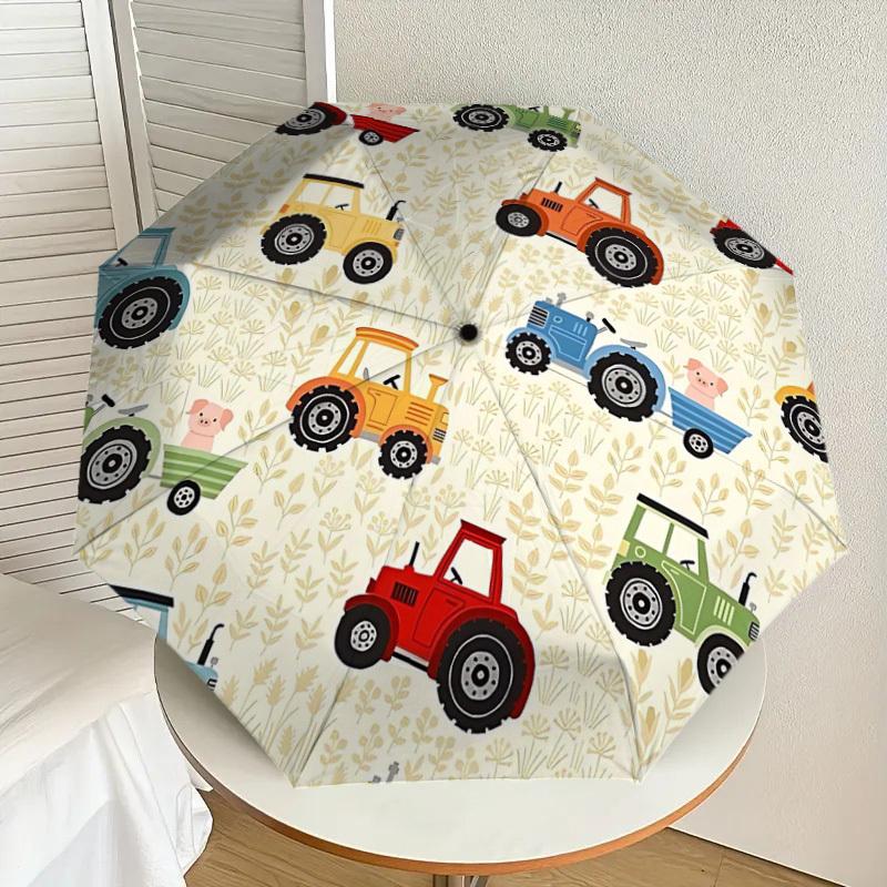 1PC Tractors Piglets Umbrella-8-Rib Reinforced, Automatic Open, Lightweight & Durable, Cute Fashion Accessory for Outdoor-T395