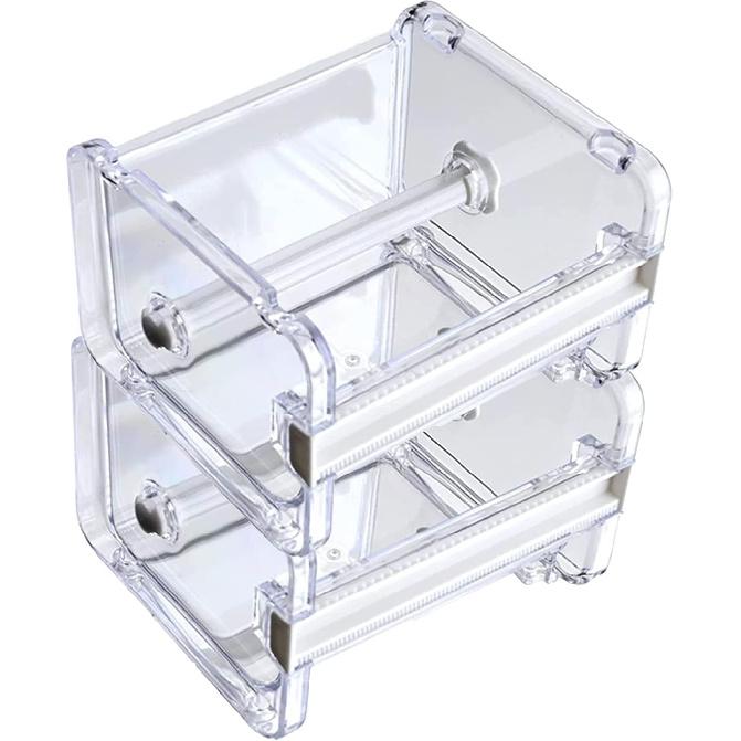 2 Pack Washi Tape Dispenser Cutter Transparent Acrylic Visible Roll Tape Holder Storage Desktop Office Tape Dispensers