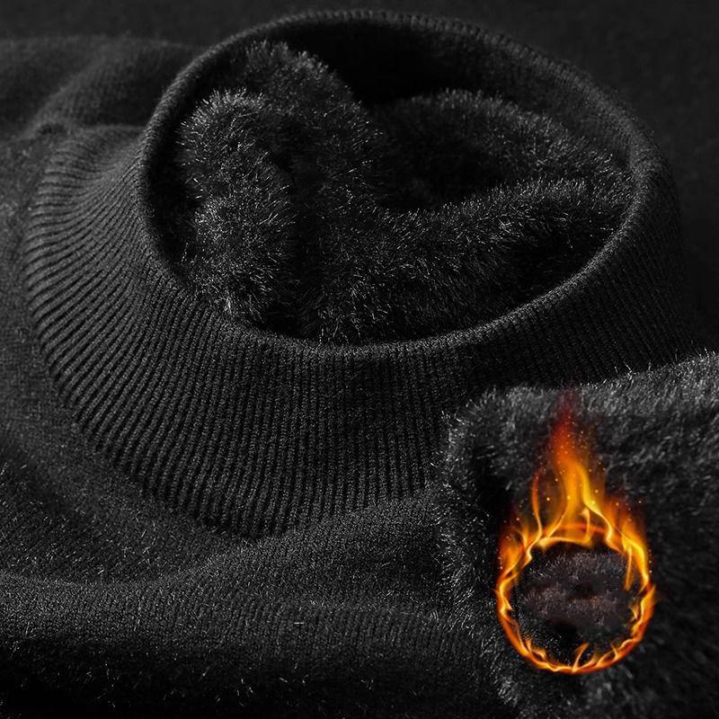 

Плюшевый мужской вязаный свитер с высоким воротом и бархатной подкладкой, теплые однотонные пуловеры, осенне-зимний повседневный свитер с круглым вырезом и толстой подошвой XXXXL