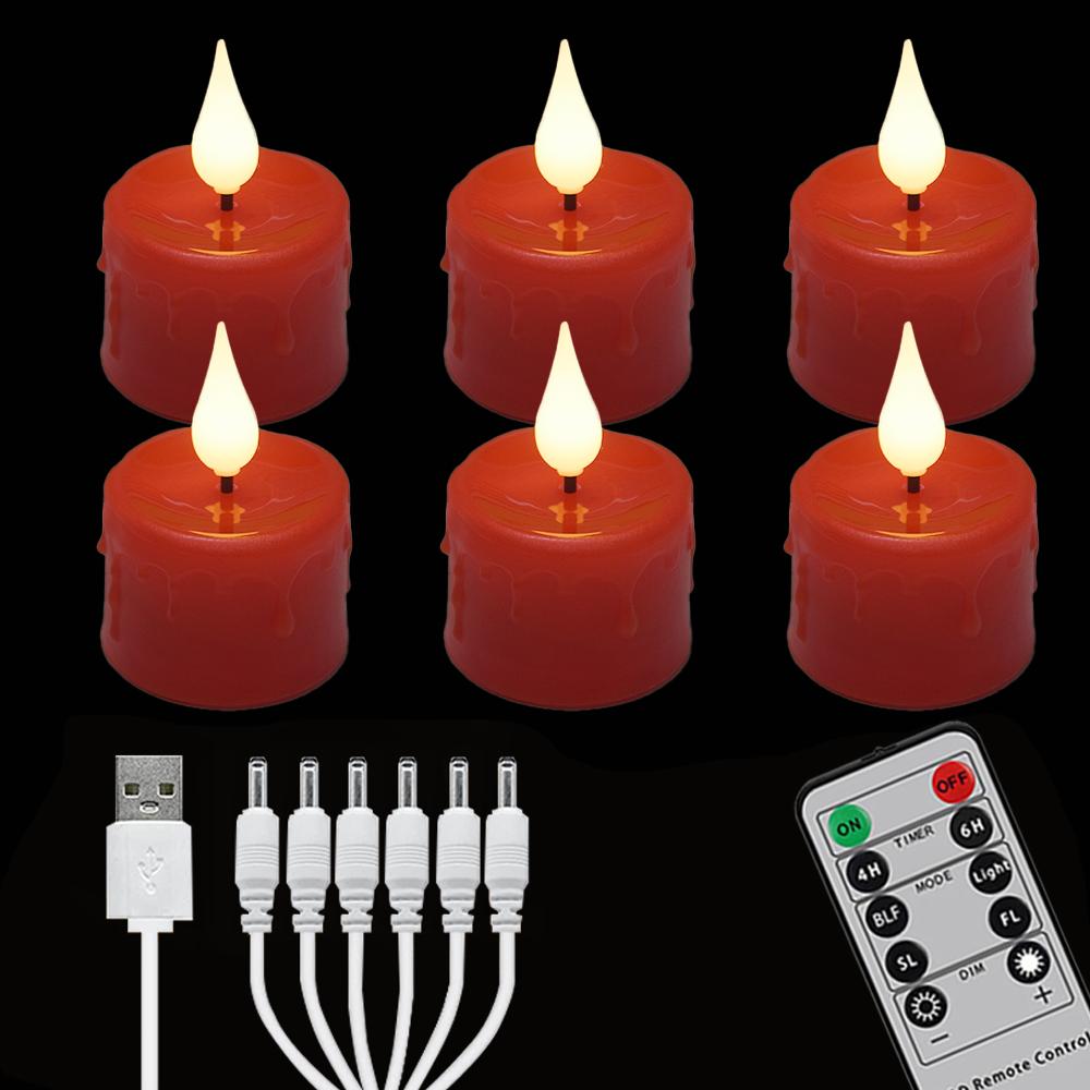 Wiederaufladbare LED-Kerze, flammenlose Kerzen mit Fernbedienung, LED-Licht, Halloween-Lampe, Weihnachten, Wohndekor, Nachtlicht