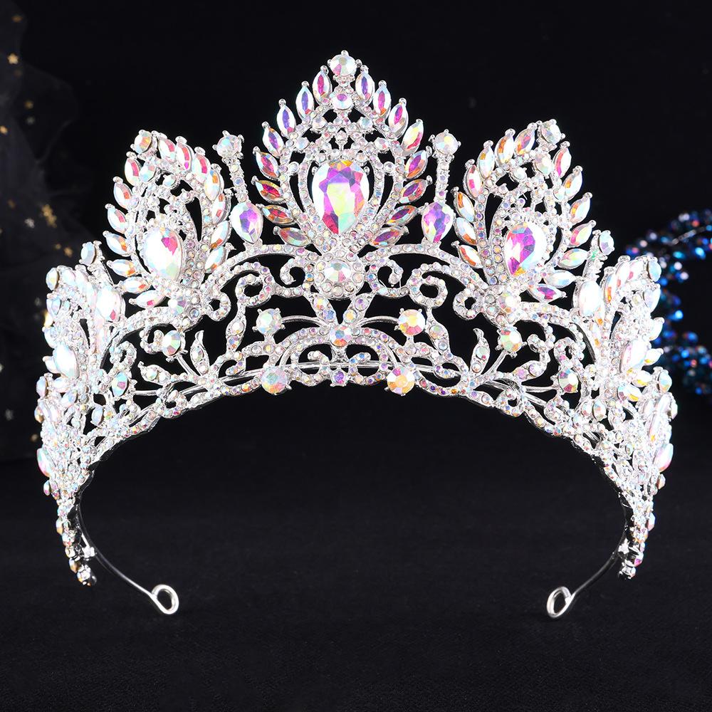 DIEZI Baroque Opal Crystal Flower Tiara For Women Girls Party Luxury Bridal Bride Rhinestone Crown Hair Accessories Jewelry