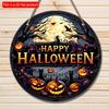 2d Flat 20*20cm, Home Decoration, Happy Halloween Wooden Circular Logo, Creative Decorative Board, for Home, Office, Cafe, Club, Garden Decor.