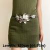 Black Leather Rope Flower Belt Metal Body Chain Waist Link Exaggerated Waist Chain  Women