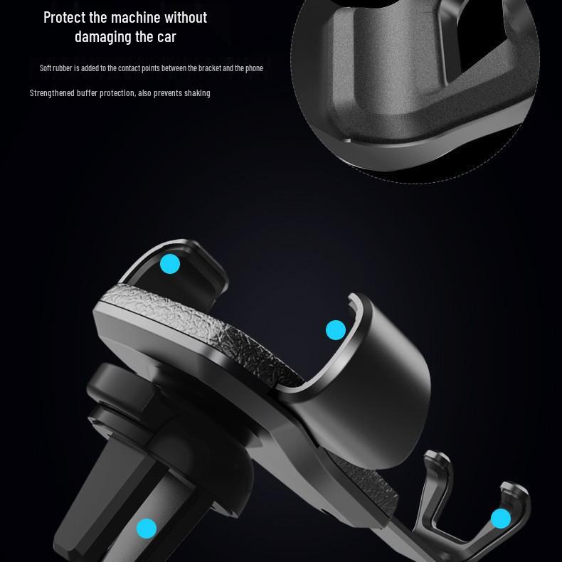 Universal Leather-Textured Air Vent Rotating Car Phone Holder with Gravity-Sensing Lock