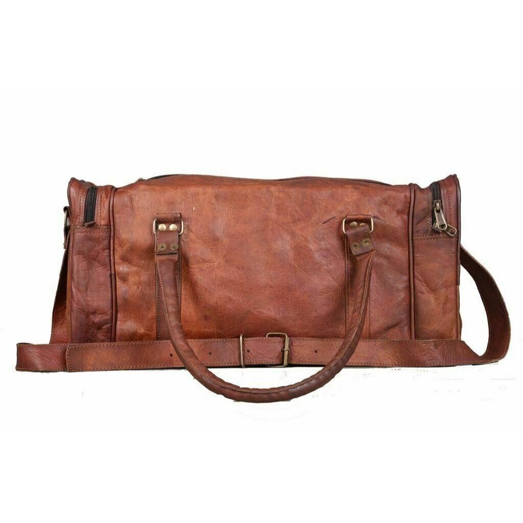 Luggage Duffel Gym Bag New Men's Brown Vintage Genuine Leather Goat Hide Travel