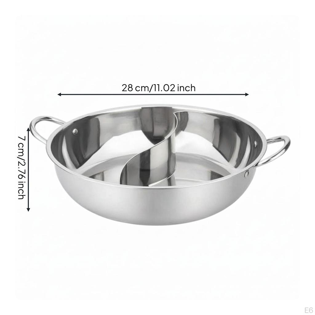 Divided Pot with Ladles Stainless Steel TwoFlavor Cookware for Families,