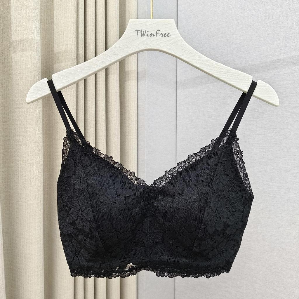 Women's French Triangle Lace Camisole Bra with V-Neck and Beautiful Back Design