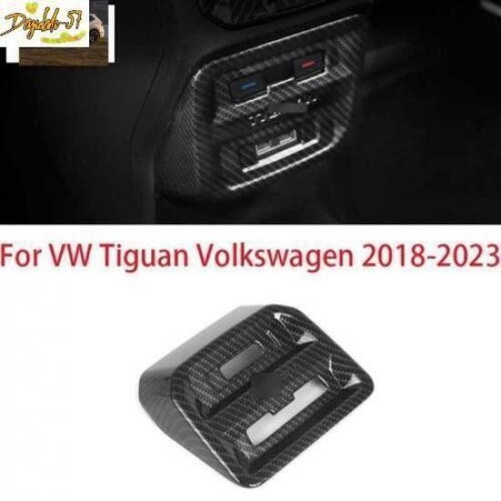 Carbon Fiber Rear USB Charging socket Cover Trim 1X For VW Tiguan 2018-