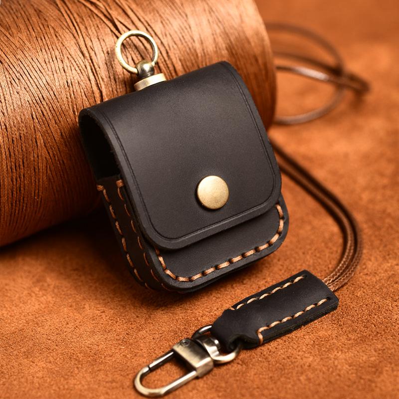 Luxury Genuine Leather Case For Apple Airpods 4 3 2 1 Airpods Pro Wireless Earphone Cases funda Airpod Cover with lanyard