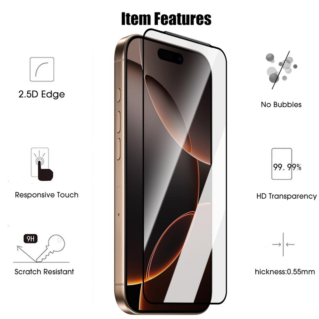 Pro iPhone17 17air 17pro max 9H tvrdost ochranná fólie z tvrzeného skla pro iPhone 17 11 12 13 14 15 16 kryt plný displej čiré chrániče obrazovky