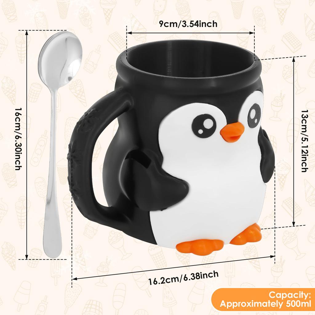 Resin Penguin Shape Ice Cream Holder With Snack Drawer Anti Deformation Wide Opening Penguin Style Ice Cream Container for Movie
