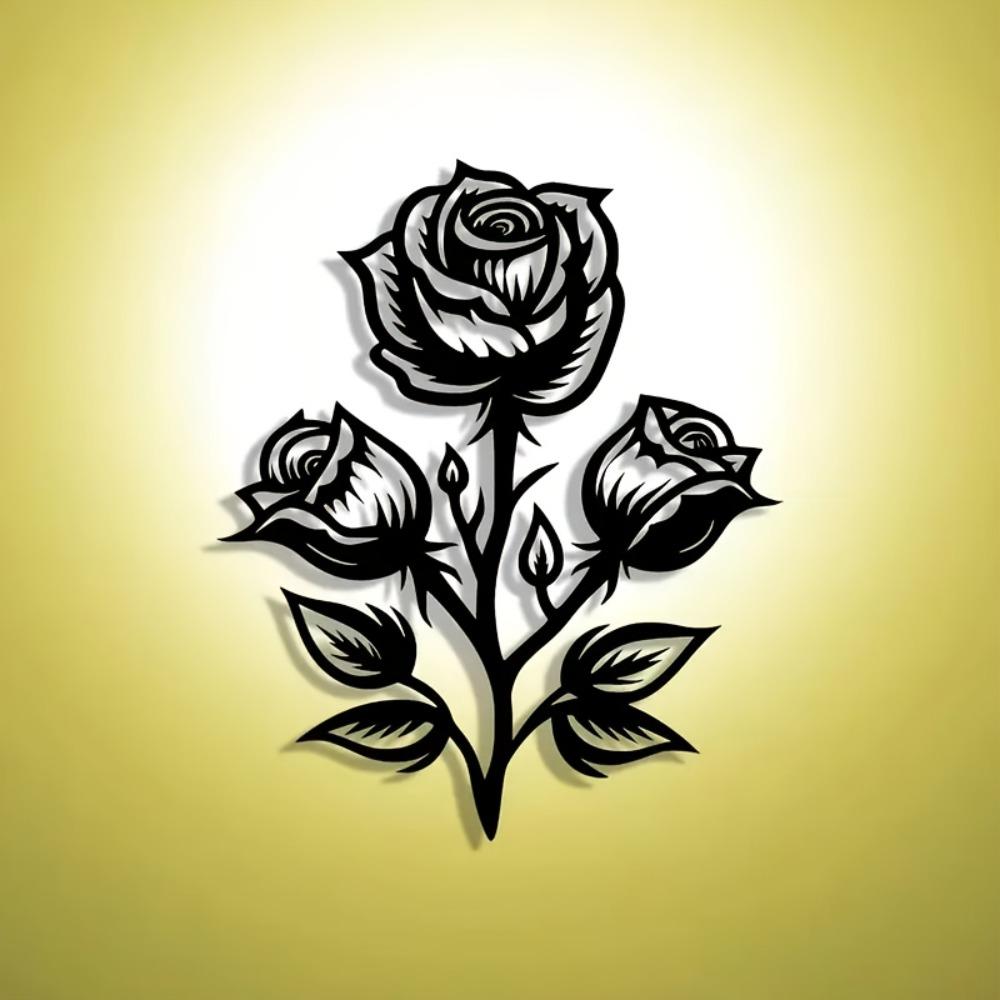 Laser Cut Rose Metal Wall Art Modern Home Office Decor Premium Craft Sign
