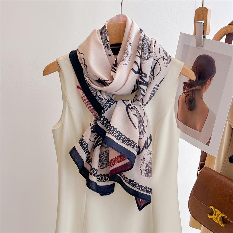 60*170cm Double Side Luxury Women Scarf Shawl Print Cotton Linen Feeling Muslim Hijab Wrap Turban Pashmina