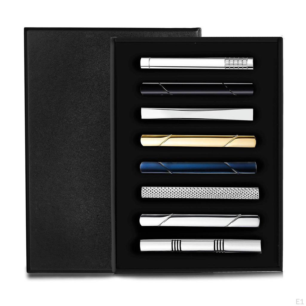 8Pcs Tie Clips, Men Clasp Personalized Pin for Button Shirt Gift