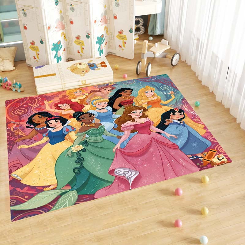 Cute cartoon rug with princess anime pattern, non-slip, machine washable, suitable for living room, bedroom, and home use.-22