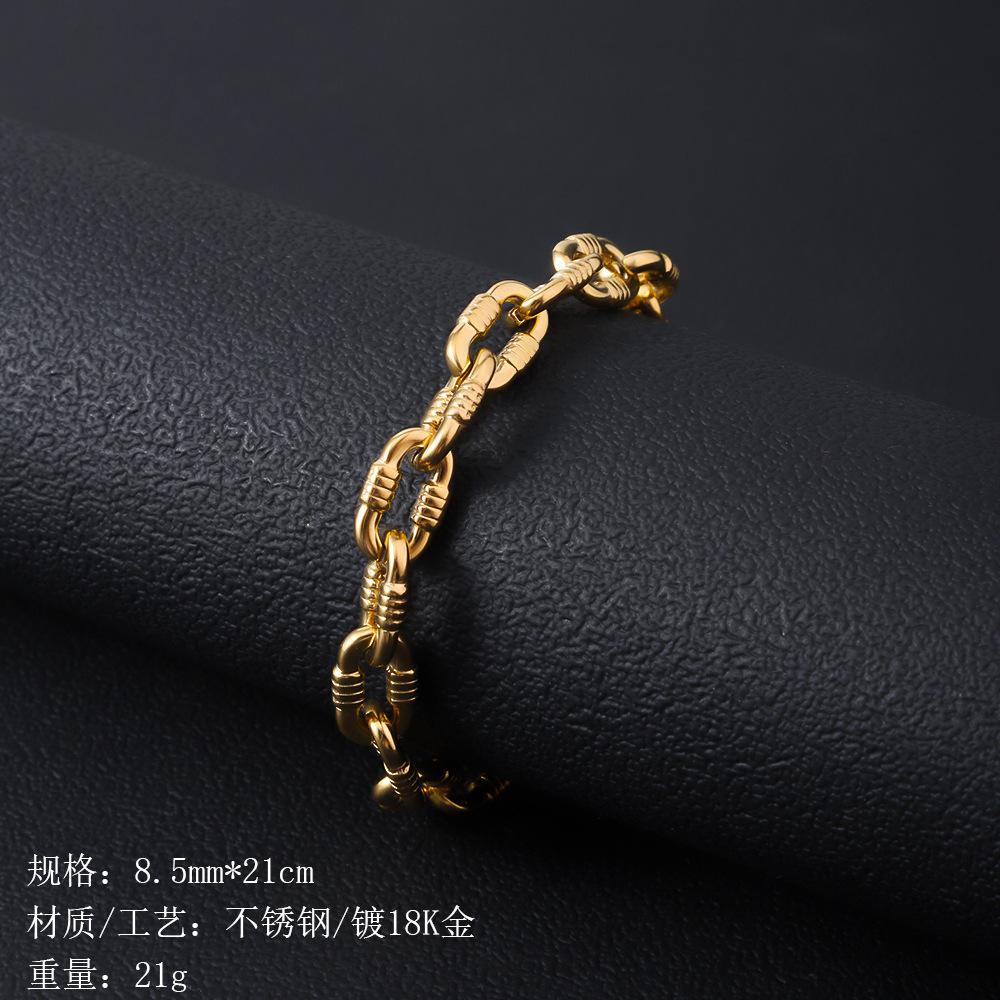 Stainless Steel Bracelet Women's Jewelry Plated with 18K Gold Non-fading Washable Men's Titanium Steel Bracelet
