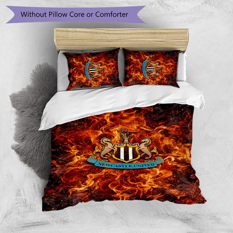 Newcastle United Football Printed 3 Pieces Bedding Set, Comfortable Skin Friendly Bedroom Duvet Cover Set