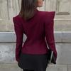 Womens Blazer Single Breasted Fitted Waist Irregular Hem Street Style Casual Jacket 2026