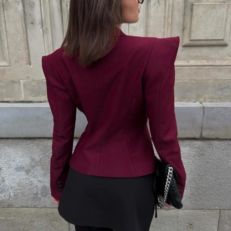 Womens Blazer Single Breasted Fitted Waist Irregular Hem Street Style Casual Jacket 2026