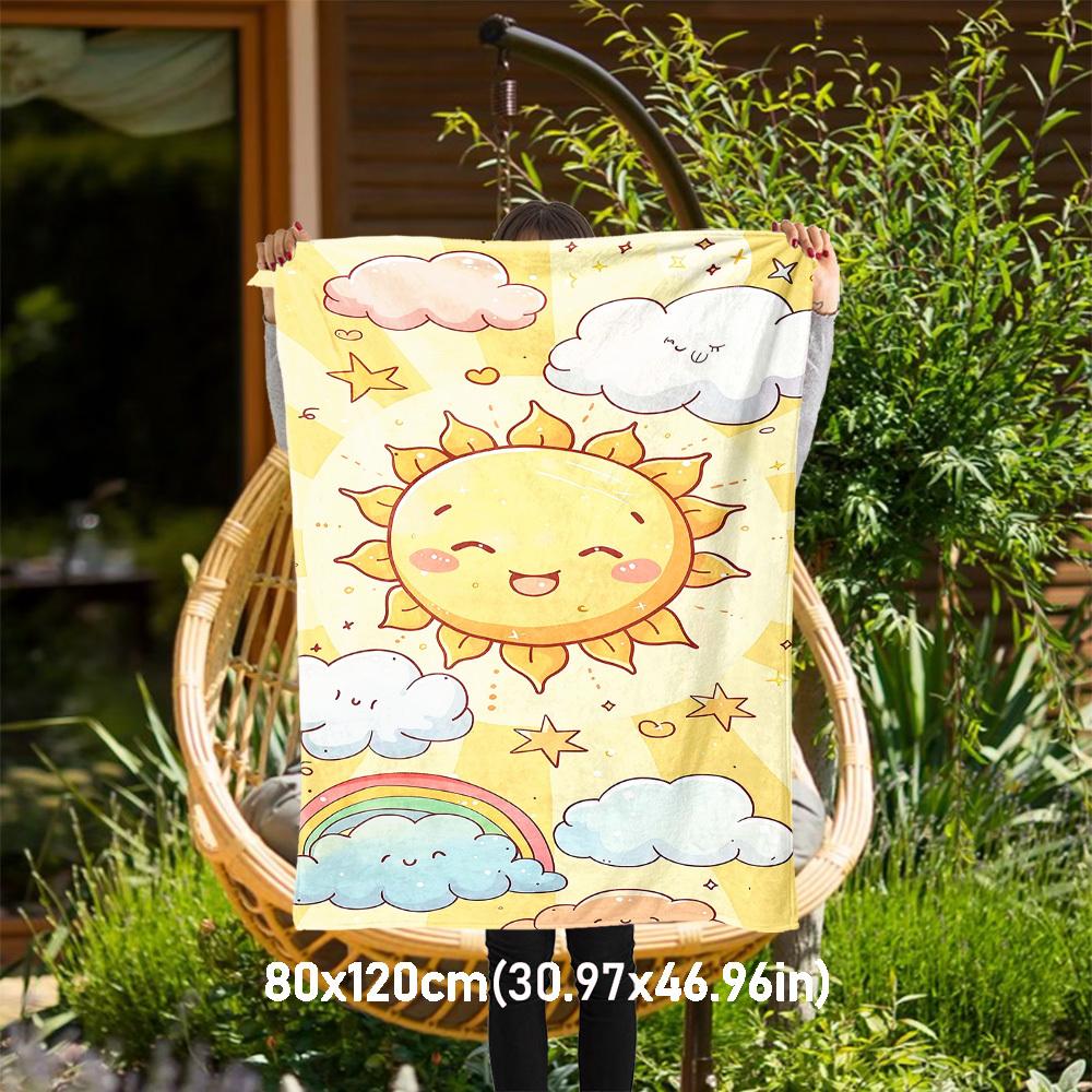 

1pc sunflower cloud Outdoor Flannel Blanket Soft Warm All-Season Throw for Sofa Bed Car Camping Office, Cozy Gift Idea1164S 80x120cm(31x47inch)