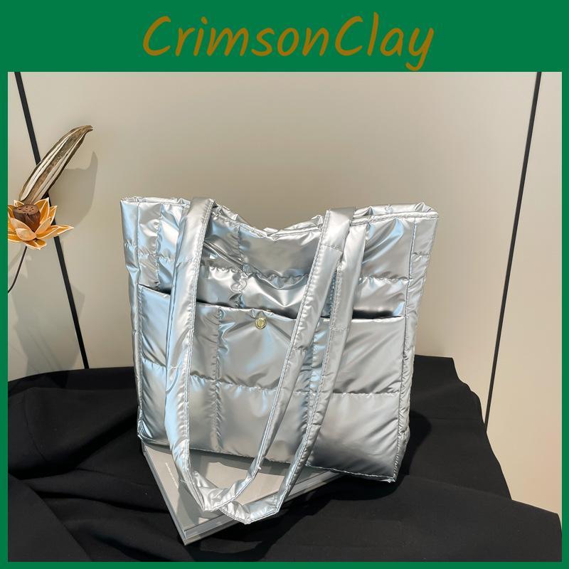 Large Stylish Plaid Tote Bag For Women In Black Green Gold And Colors Silver