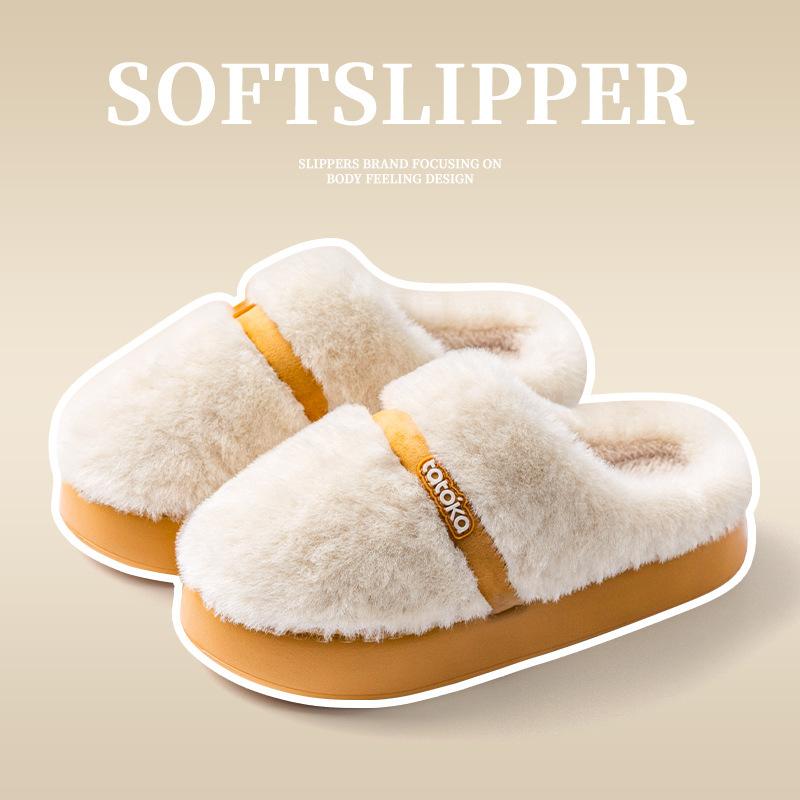 Autumn and winter new cotton slippers couple indoor household thick bottom autumn and winter external wear warm plush cotton slippers 36-37