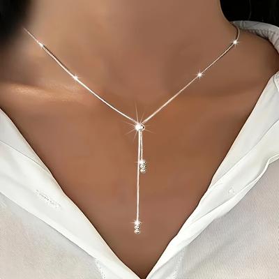 Verstellbare Y-Kette mit funkelnden runden Perlen - Hypoallergener, minimalistischer Schmuck im Vintage-Stil, perfekt für jeden Tag und als Weihnachtsgeschenk