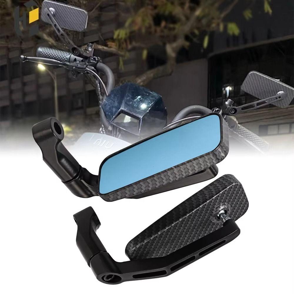 Blue Glass Motorcycle Side Mirror Adjustable Motorcycle Handlebar Rearview Mirrors Street Sports