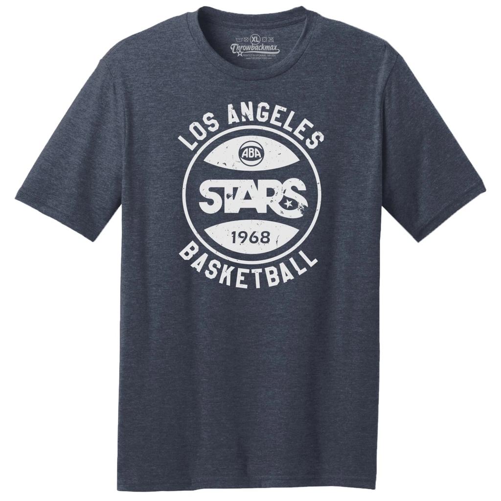 Los Angeles Stars 1968 ABA Logo Basketball TRI-BLEND Tee Shirt - Navy Heather