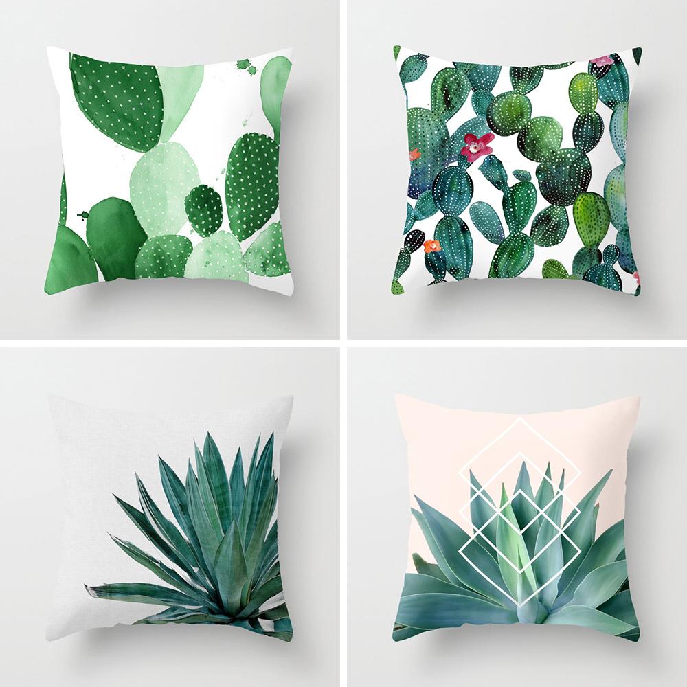 Nordic Style Tropical Plant Cactus Pattern Cushion Cover Sofa Car Office Pillowcase Home Decor Pillowcase