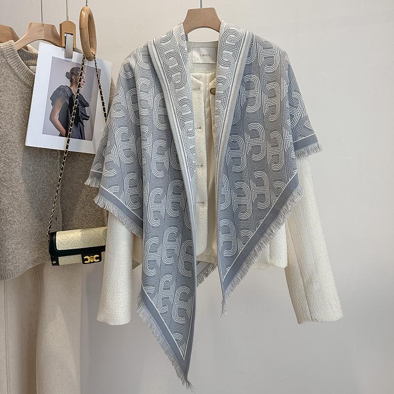 Women's Winter Faux Cashmere Scarf - New Design with Thick Warm Pashmina Wrap, Soft Female Shawl Kerchief Blanket