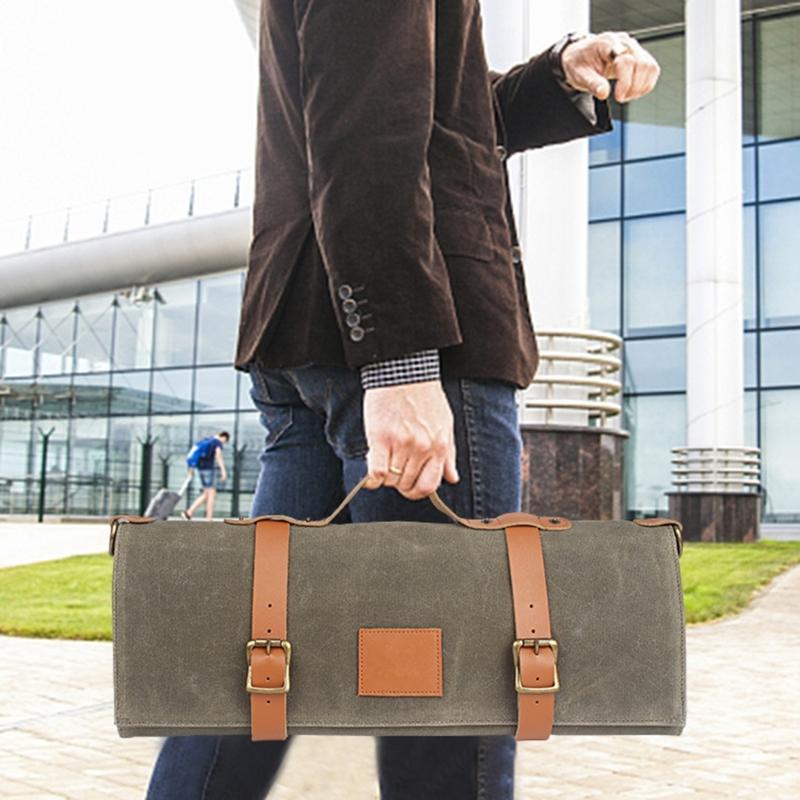 Stylish and Practical Cooking Tool Bag Canvas Chefs Tool Roll Pouches for Pastry Chefs BBQ Lover and Culinary Students