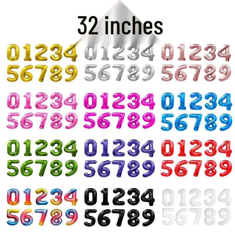 32-Inch Gold Number-Shaped Foil Balloons for Decorations