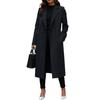 Women Fashionable Color Lapel Long Sleeved Woolen Coat