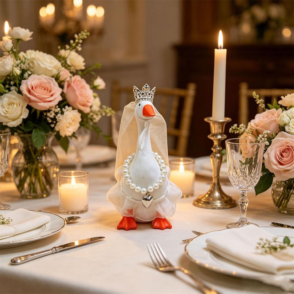 7 Desk Goose Outfits Goose Dress Necklace Crown Accessories Set for Magnetic Geese Statue Office Home Table Decor - Elegant and