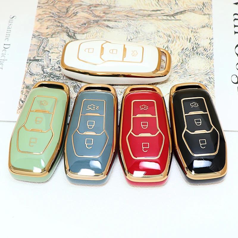 Tpu Car Key Case Cover Auto Shell Fob Holder For Ford Fusion Mondeo Mustang F-150 Lincoln Edge Explorer Mk   Protector