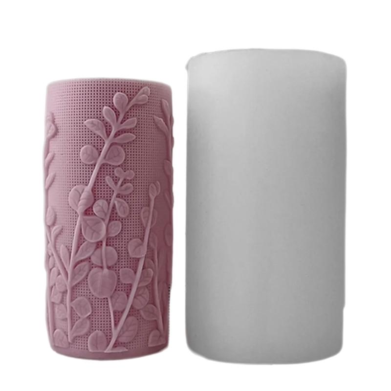 Silicone Candle Mould For Craft Star Embossed Cylinder Shape Reusable Home Decoration Candle Making Tool